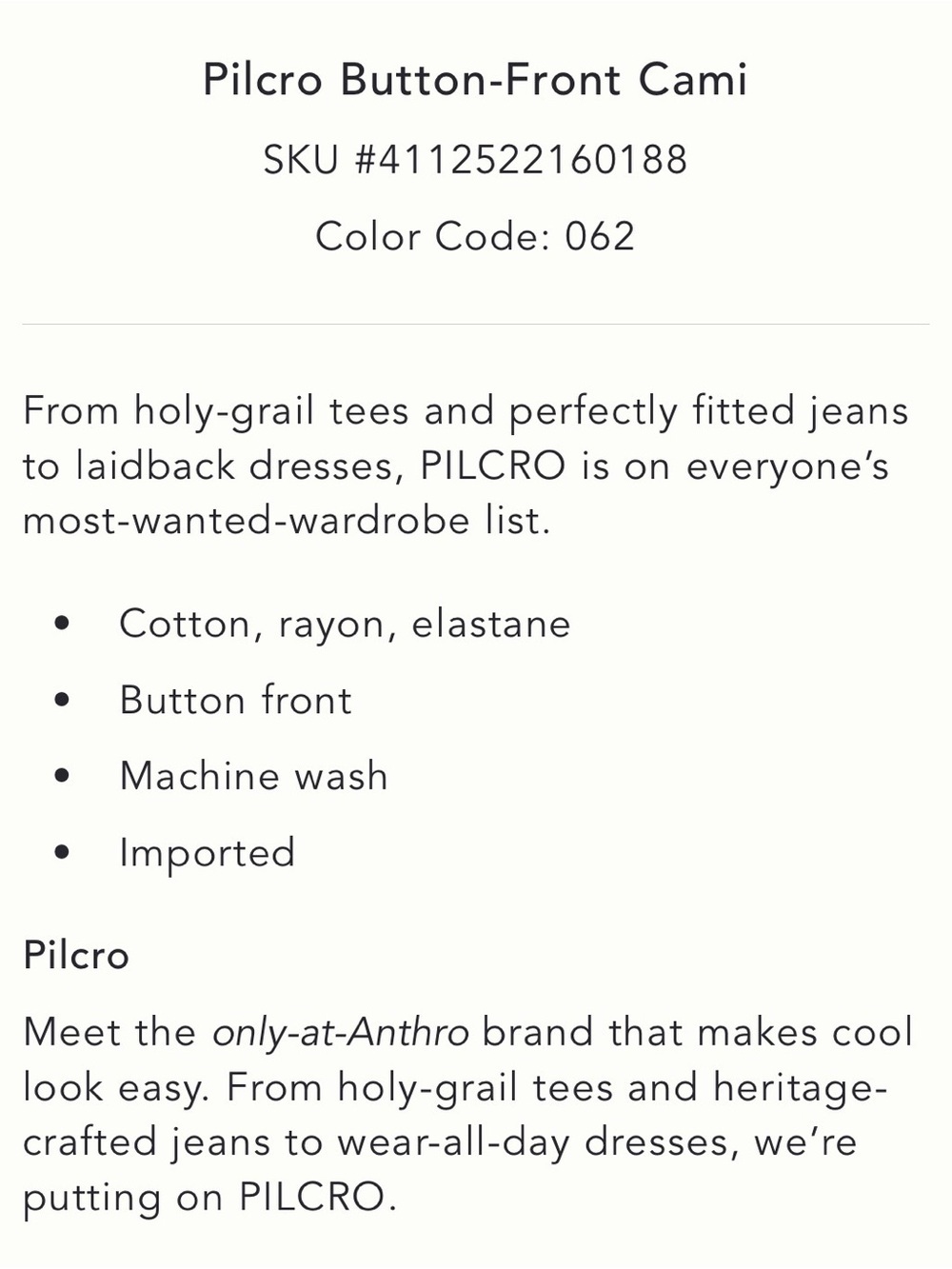 Pilcro Ribbed Button-Front Cami in Raspberry - Sz Large - Picture 11 of 11